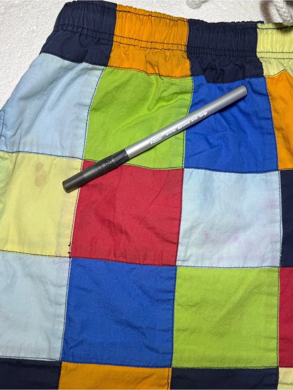 J. Crew Swim Shorts with White Drawstring Multicolored Patchwork Men’s XL